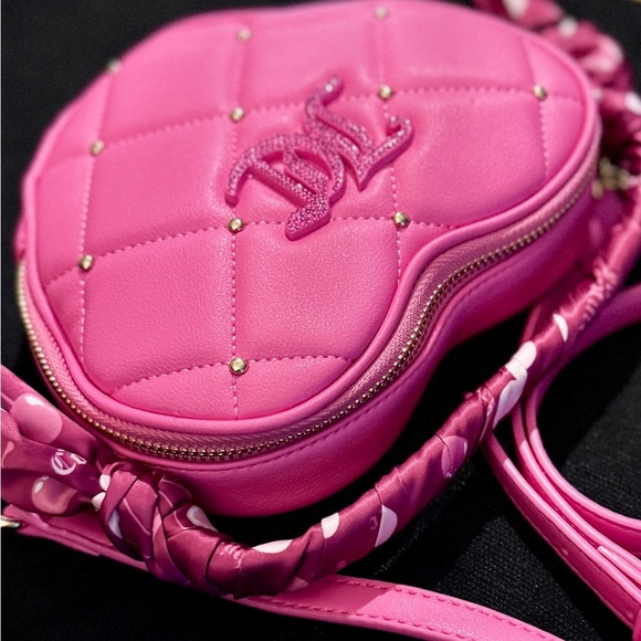 Juicy Couture Pink Heart-Shaped Crossbody Bag with Scarf Handle & Charm NWT - Picture 10 of 11